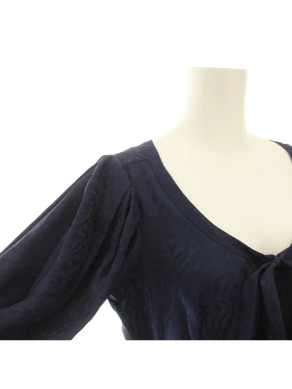 Balenciaga Silk Dress Knee Length Neck Half Sleeves Ribbon All Over Pattern 38